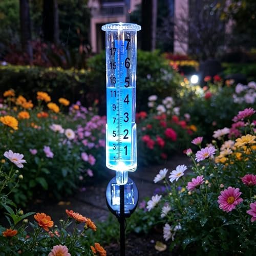 JOYBEE Solar Antifreeze Rain Gauge for Outdoors Yard Garden(Blue)