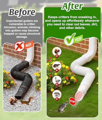 WADEO Rain Gutter Downspout Extension Hose Guard 2Pack, Drain Downspout Extender Outlet Filter and Leaf Guard, for Standard 4'' Circular Threaded Hose, White