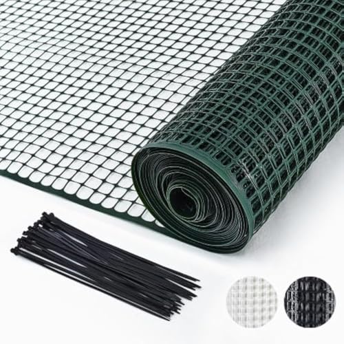 PotatoLife Green Plastic Garden Fence, Hardware Mesh, 40'' x 25'