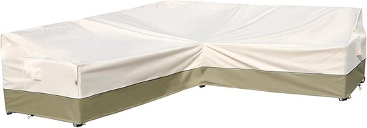 Outdoor Sectional Cover -Patio Furniture Covers Waterproof Rip-Stop Anti-UV 600D Heavy Duty Outdoor Sofa Cover with 3 Air Vents (L-Shaped-Right facing-85''X58''), Light Green