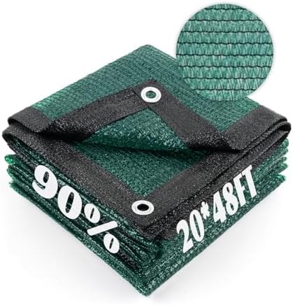Cool Area Sun Shade Cloth with Grommets for Garden, 90% 20x48ft, Dark Green