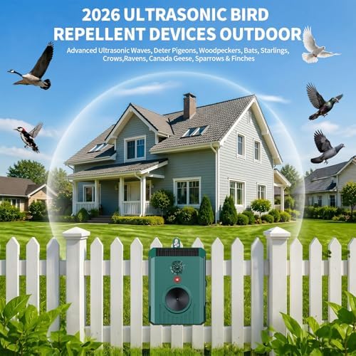 2026 Solar Ultrasonic Bird Repellent Devices Bird Repeller Outdoor 2 Pack