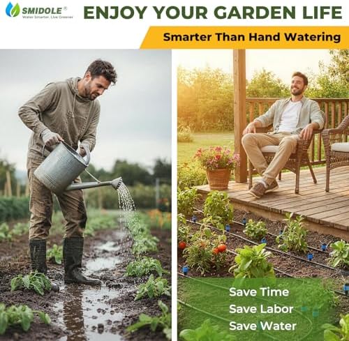 50FT Drip Irrigation Kit, Quick Connect Garden Watering System, Easy Install Drip Irrigation System with Misting Nozzles for Patio, Potted Plants, Small Garden & Greenhouse