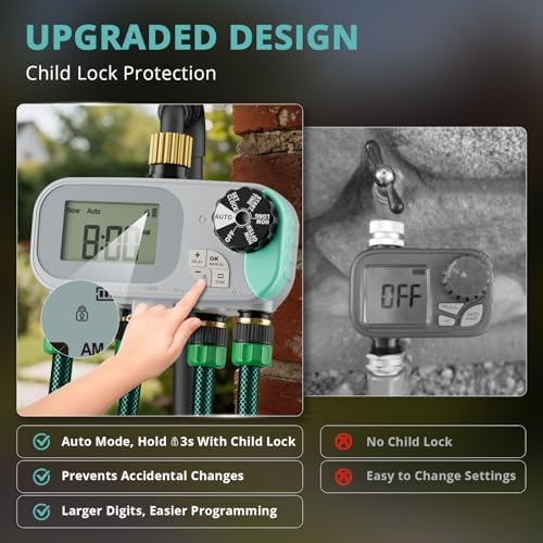 QUOBAS Sprinkler Timer for Garden Hose, Programmable Brass Water Timer
