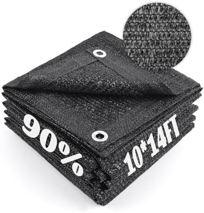 Cool Area Sun Shade Cloth with Grommets for Garden, 90% 10x14ft, Black