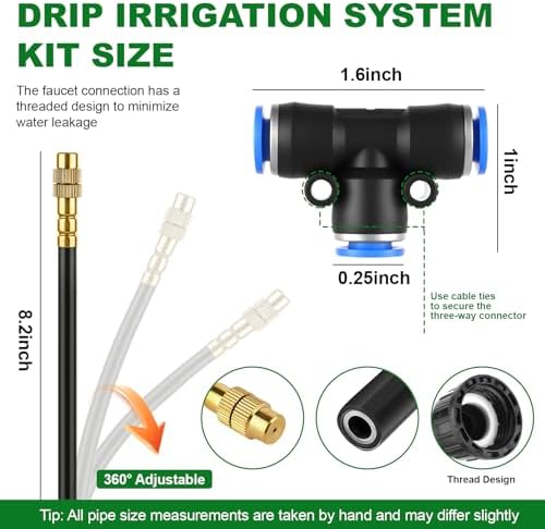 100FT Drip Irrigation System, 1/4" Garden Watering Misting System for Plant