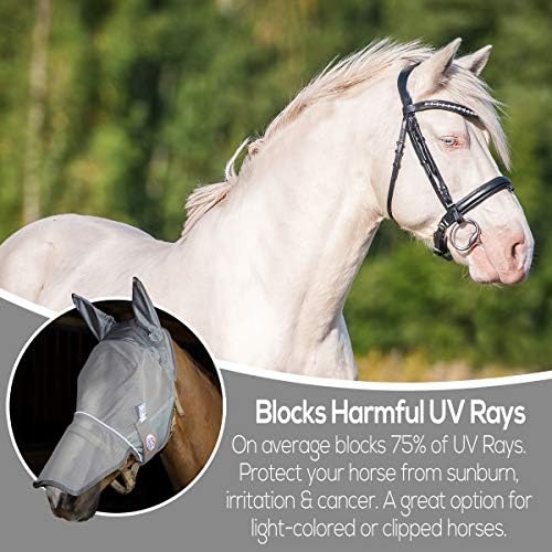 Derby Originals Reflective Safety Horse Fly Mask with Ears and Nose Cover Fringes