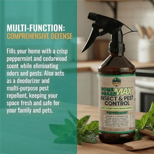 Home Guard MAX - Peppermint Insect & Pest Control Spray - Natural Peppermint Oil Spray for Bugs - Plant-Based Indoor & Outdoor Spider Spray (1, 16 Fl Oz (Pack of 1))