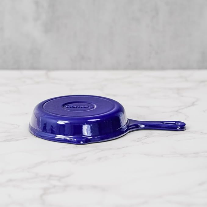 Commercial Grade, Cast Iron Enameled Cookware Skillet 8”, Blue