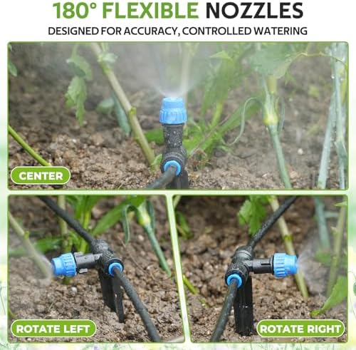 HIRALIY 118FT Drip Irrigation Kit, Quick-Connect Garden Watering System