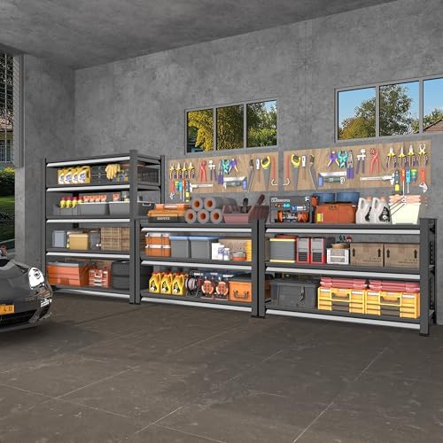 40" W Garage Shelving Heavy Duty, 1440LBS Loads Garage Storage Shelves Heavy Duty, 3-Tier Metal Shelving Units and Storage Racks, Industrial Utility Shelf,40" Wx18 Dx36 H, Black
