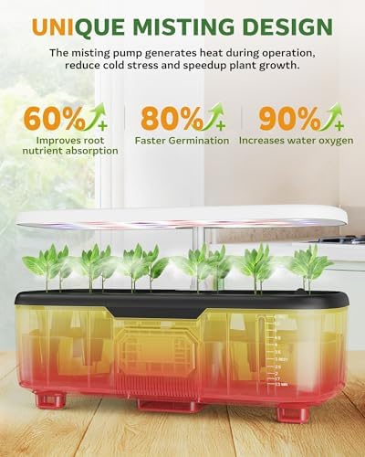 Misting Hydroponic Growing System Kit 15-Pods Indoor Smart Herb Garden Planter with LCD Touch Panel 6L Large Tank for Herb/Vegetables/Flowers/Fruits, Gardening Gifts for Women Men Beginners - White