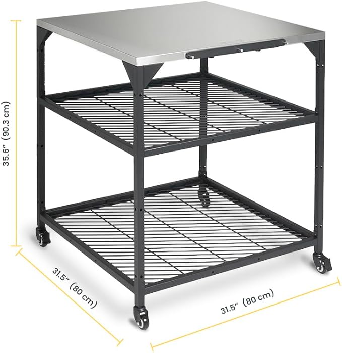 ooni Large Outdoor Modular Table - 31x31x35 Pizza Oven Cart, Stainless Steel Grill & BBQ Stand, Outdoor Table