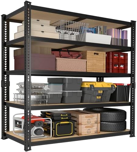 78'' H Garage Storage Shelves, Shelving Units and Storage, Heavy Duty Garage Shelving, Metal Shelves for Basement, Warehouse, Pantry, Kitchen, 78''H x 40''W x 16''D, 2200 LBS