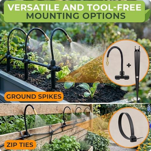 CARPATHEN Drip Irrigation System Kit with Atomizing Copper Nozzles, 50 feet