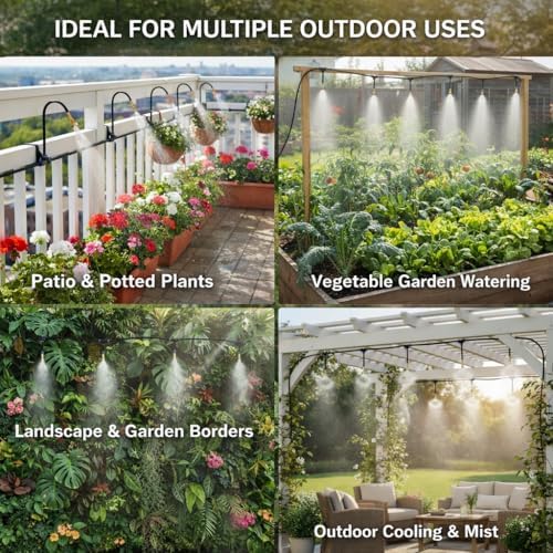 Drip Irrigation System 200FT 1/4", 36 Adjustable Copper Nozzles