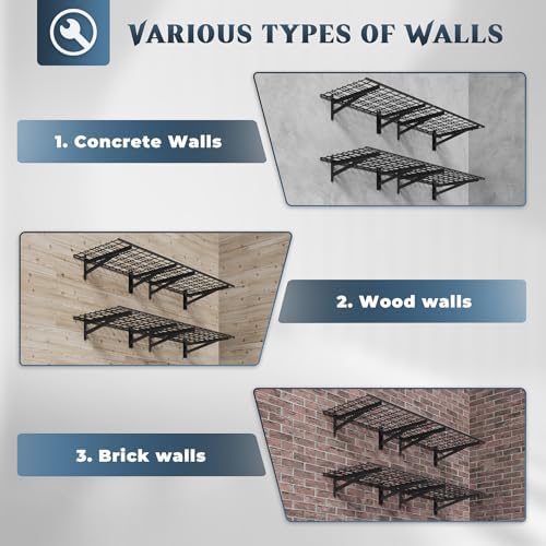Jusgym 4 Pack Wall Mounted Garage Shelving, 2x3ft, 1400lbs Integrated Grid