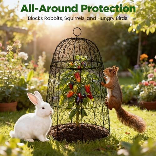 12 Pack XL Metal Garden Cloches for Plants, 17" Tall Chicken Wire Cloches