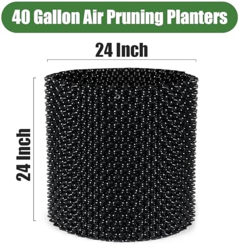 RooTrimmer Air Pruning Containers, 40 Gallon Air Pruning Planters, Sturdy Plastic Roots Control Planter Container for Tree Grow Outdoor, Garden Self-Planting Planters, Size 24"x24", Black, 2P