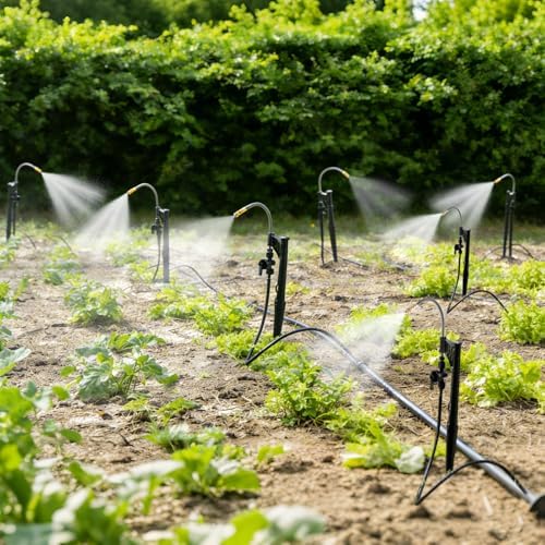 15 Sets 360° Adjustable Irrigation Misting Heads with Stake