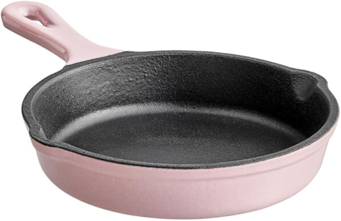 Commercial Grade, Cast Iron Enameled Cookware (Pink, Skillet 5“)