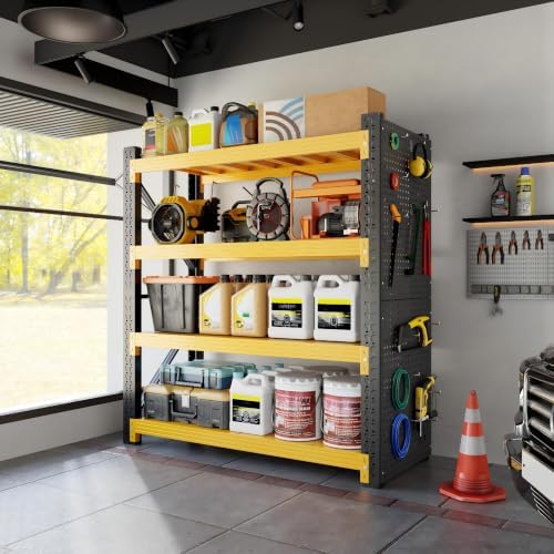 Heavy‑Duty Garage Shelving Unit with Pegboard, 3000 LBS Total Load Capacity