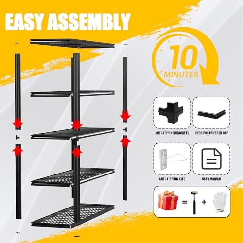 Durstruct 5 Tier Heavy Duty Metal Storage Rack 48”W x 24”D x 72”H