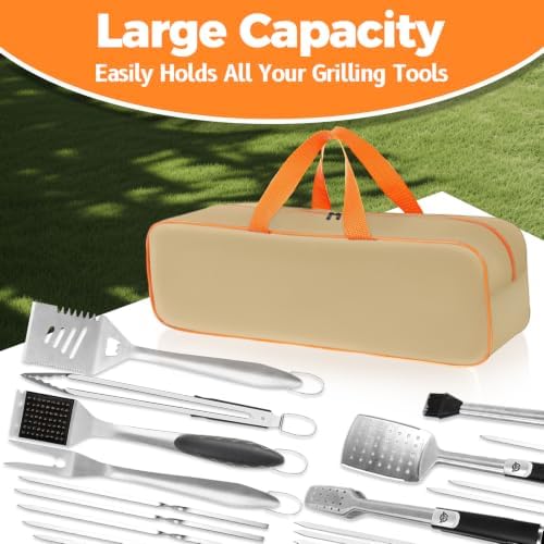 Grill Utensil Storage Bag for Outdoor Grilling, 24 x 8 x 8 in, Khaki