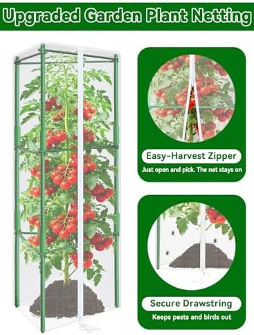 ZeeDix 45x16.1 in Garden Tomato Plant Cover Netting for Tomato Cage