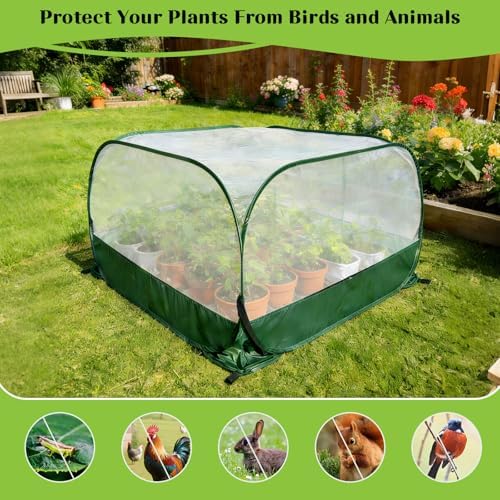 2Pcs 40"x40"x20" Pop Up Garden Mesh Plant Cover-Foldable Plant Protector