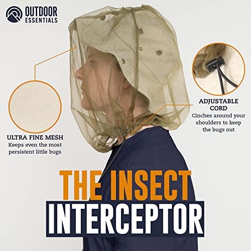 Mosquito Head Net Mesh Face Cover – Bug Face Netting Protection Against Gnats, Midges, Black Flies – Head Net for Men & Women, Hunting, Fishing, Camping, Gardening – No-See-Um Insect Netting