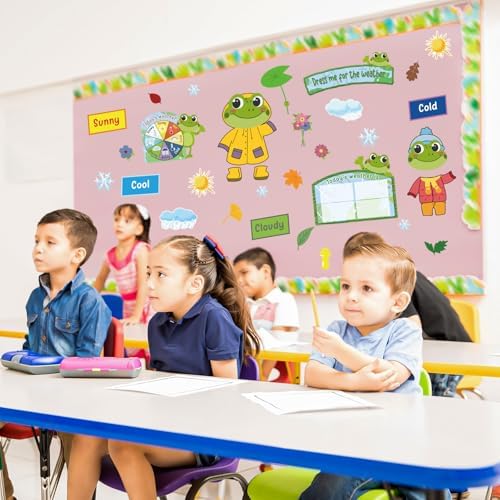 Gilprop 58 Pcs Dress for Weather Bulletin Board Set for Classroom, Frog