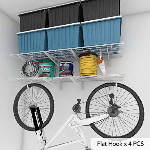 FLEXIMOUNTS 2-Pack 2x6ft Garage Shelving with Hooks, 1400lbs Load, White