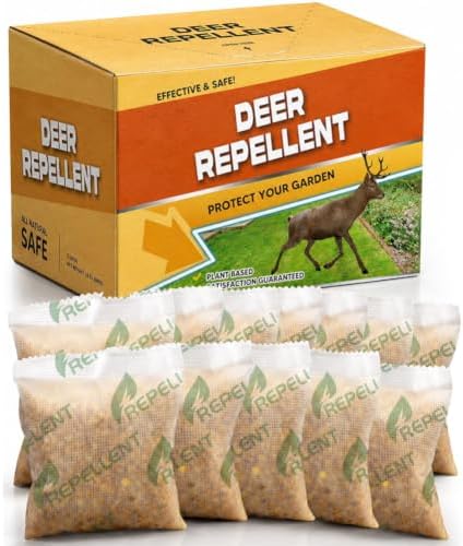 fcesiweg Deer Repellent Outdoor, Rabbit and Deer Repellent for Plants, Rabbit Repellent Outdoor, Bunny Repellent, Deer Away, Keep Deer & Rabbit Out of Yards, 90 Days Protection, 12 Packs