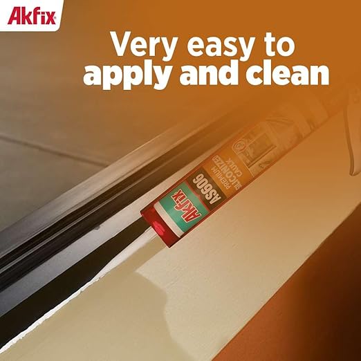 Akfix AS606 White Acrylic Latex Caulk for Painters (24x10.1 fl.oz.) - Siliconized Acrylic Caulk for Window and Door Sealing, Crack Filling, Baseboards & Trim, Odorless, Paintable | 24 Pack