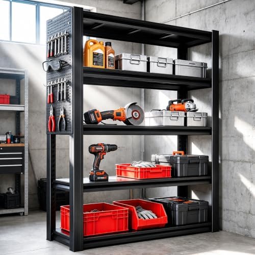SAWJEC Heavy Duty Garage Shelving Unit with Pegboard Metal Storage Shelve