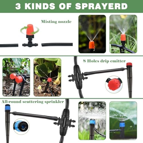 200FT+40FT Drip Irrigation System, Garden Watering System