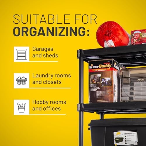 Plano 5-Shelf Plastic Storage Shelves, 73” x 36” x 18”, 750lb Capacity, Pantry, Office, Closet and Garage Shelves, Easy to Assemble, Durable Plastic Shelving Unit