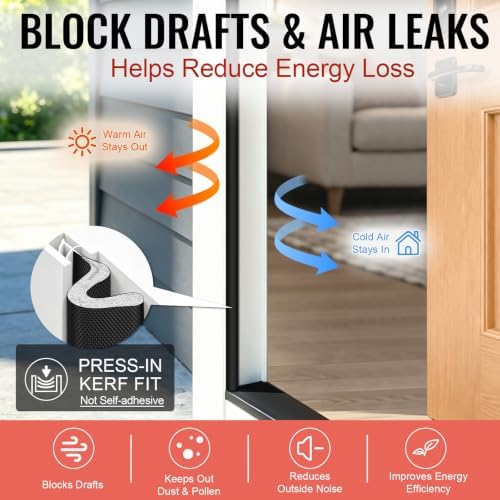 Litaibai 60 ft Kerf Weather Stripping Door Seal for Exterior Doors, Black