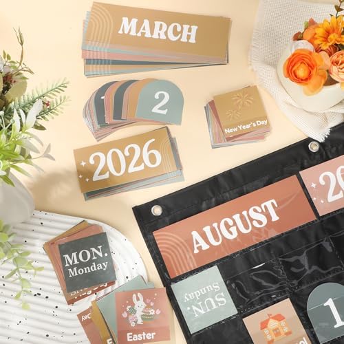 Sinload Classroom Calendar Pocket Chart Black, Modern Boho 2