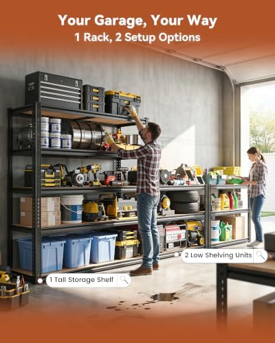CypBed Garage Shelving Unit,5 Tier, 35.54" W x 16" D x 72" H,Black