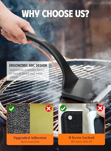 MEKER Grill Brush Bristle Replacement Pad, Ultra Safe Cleaning, Grill Cleaner Pad, Grill Brush Replacement Pad, 4 PCS