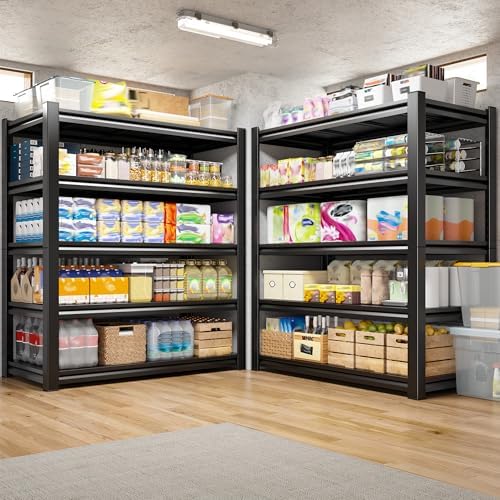 REIBII 5 Tier Garage Shelving for Garage, Adjustable Metal Shelving (Pack of 2)