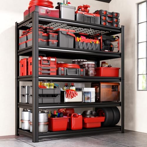 71.2" H-35.4" W Garage Shelving Heavy Duty Storage Shelves, Adjustable Metal Shelving Unit, Utility Garage Organizer Shelf for Basement, Pantry, Warehouse, Supermarket, 35.4" Wx15.7 Dx71.2 H