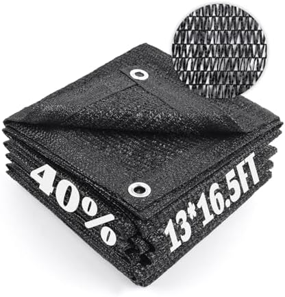 Cool Area Sun Shade Cloth with Grommets for Garden, 40% 13x16.5ft, Black