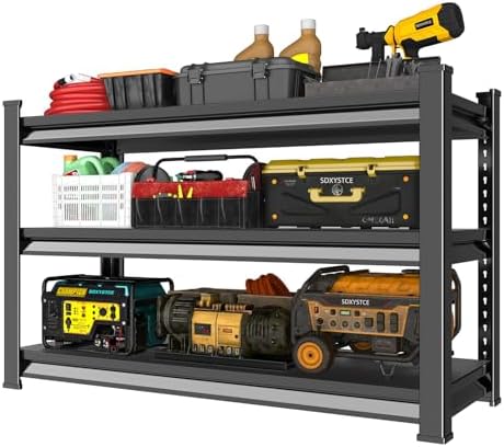 40" W Garage Shelving Heavy Duty, 1440LBS Loads Garage Storage Shelves Heavy Duty, 3-Tier Metal Shelving Units and Storage Racks, Industrial Utility Shelf,40" Wx18 Dx36 H, Black