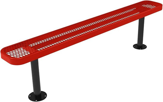 COATEDOUTDOORFURNITURE Coated Outdoor Furniture Heavy-Duty Outdoor Bench Thermoplastic Coated, Expanded Metal, Commercial-Grade Seating, Made in America (Surface Without Back, 6 Ft, Red)