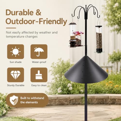19 Inch Squirrel Baffle, Large Squirrel Proof Cone Guard Blocker, Outdoor Pole Mount Squirrel Deterrent for Bird Feeder Pole & Bird House, Wild Bird Feeder Accessories