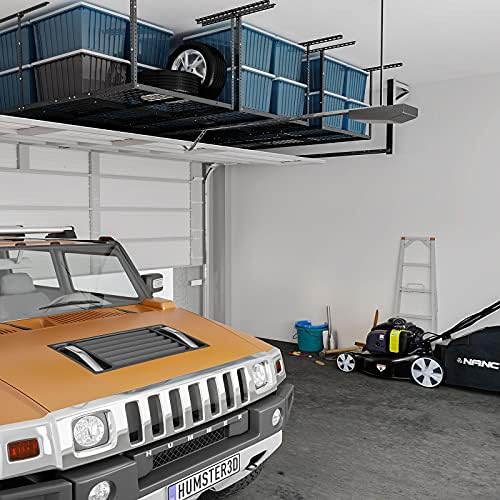 FLEXIMOUNTS 3x8 Overhead Garage Ceiling Storage Rack, 2 Pack, Black