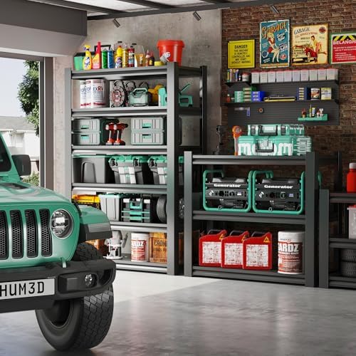82" H Garage Shelving, 6 Tier Adjustable Heavy Duty Storage Shelves, 2500Lbs Capacity, Powder Coated Metal, Industrial Style, Suitable for Garage, Basement, Workshop